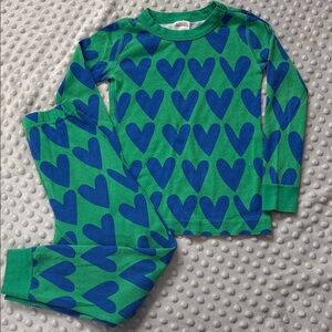 Hanna Andersson print PJ Set Blue Hearts unisex size 5